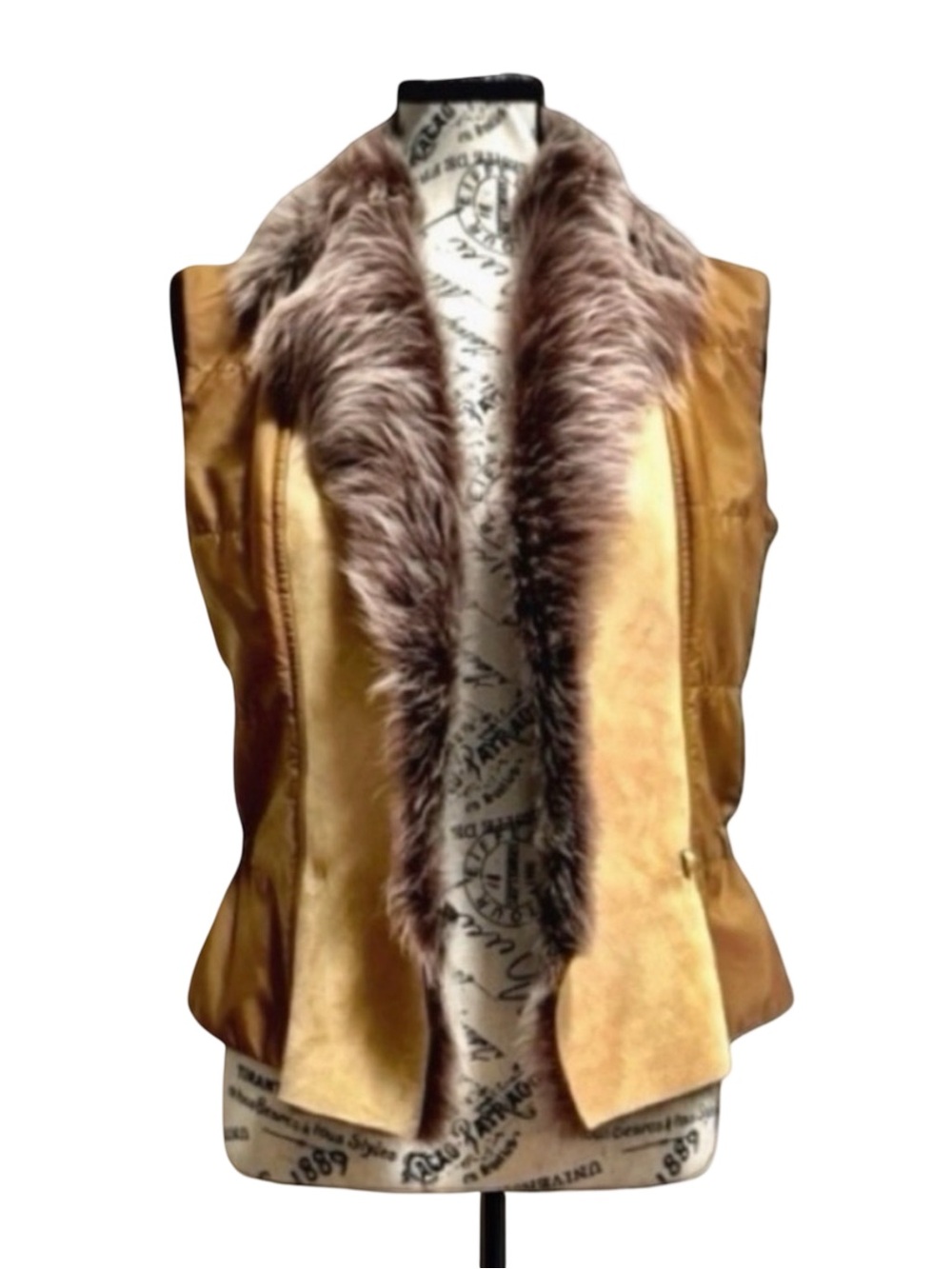 Ermanno Scervino Leather Faux Fur Trim Vest | Size 8 | Designer Luxury | Italy